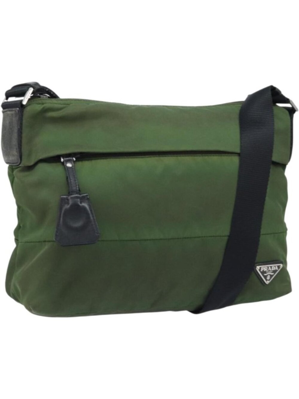 PRADA Shoulder Bag Nylon Green Silver